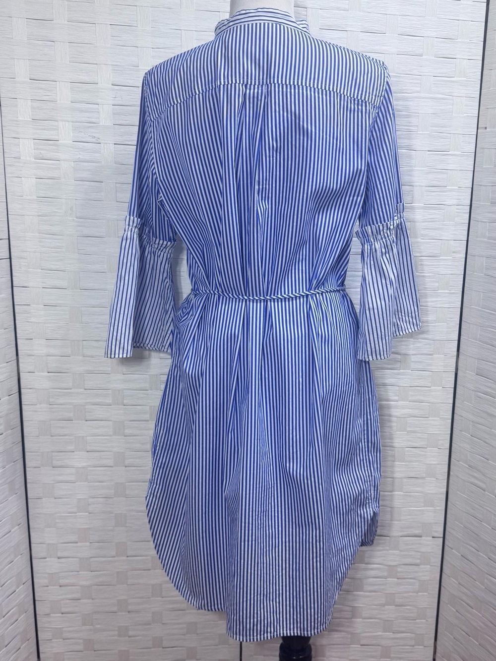 Lauren Ralph Lauren Coastal Striped Cotton Shirt Dress Ruffle Sleeve Size 14W - Picture 6 of 10